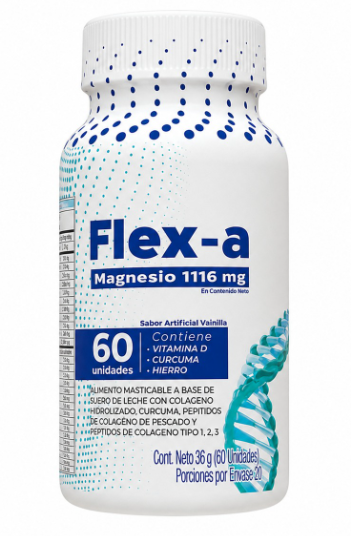 FLEX-A – Magnesio + Colágeno | 60 masticables sabor vainilla